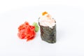 Traditional japanese gunkan sushi with snow crab.