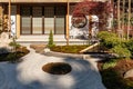 Traditional Japanese house with a picturesque garden Royalty Free Stock Photo