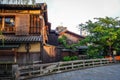 Traditional japanese houses on Shirakawa river, Gion district, K Royalty Free Stock Photo