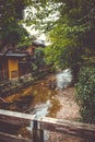 Traditional japanese houses on Shirakawa river, Gion district, K Royalty Free Stock Photo