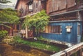 Traditional japanese houses on Shirakawa river, Gion district, K Royalty Free Stock Photo