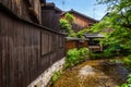 Traditional japanese houses on Shirakawa river, Gion district, K Royalty Free Stock Photo