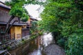 Traditional japanese houses on Shirakawa river, Gion district, Kyoto, Japan Royalty Free Stock Photo