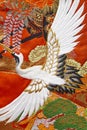 Traditional japanese kimono textile pattern style with crane element