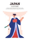 Traditional Japanese kimono woman vector illustration Royalty Free Stock Photo