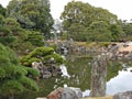 Traditional Japanese Landscape Garden at Nijo Castle, Kyoto, Japan Royalty Free Stock Photo