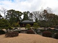 Traditional Japanese Landscape Garden at Nijo Castle, Kyoto, Japan Royalty Free Stock Photo