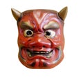 Traditional Japanese mask of a demon, Kabuki Mask isolated on white background with clipping path Royalty Free Stock Photo