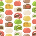 Traditional japanese mochi desserts of different tastes