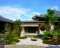 Traditional japanese ornamental garden, Hasedera temple Shoin Hall, Kamakura, Japan