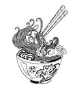 Ramen vector illustration for doodle art.