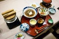 Traditional Japanese ryokan dinner Royalty Free Stock Photo