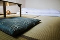 Traditional Japanese Ryokan room with tatimi mats and futon, Japan