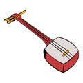 Traditional Japanese shamisen icon cartoon