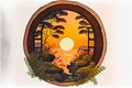 Traditional Japanese garden through a round window Royalty Free Stock Photo