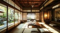 Traditional Japanese style living room mixed with modern . Ai Generative