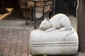Traditional japanese style rock sculpture and carving as animal stone rat or mouse one of 12 Zodiac at beside street at Narita old