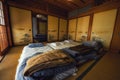 Traditional Japanese style room with Tatami bed Royalty Free Stock Photo