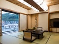 Traditional Japanese style room with tatami floor mats in Aburaya Ryokan Royalty Free Stock Photo