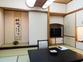 Traditional Japanese style room with tatami floor mats in Aburaya Ryokan