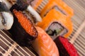 Traditional japanese sushi and rolls Royalty Free Stock Photo