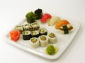 Traditional Japanese Sushi on a white plate Royalty Free Stock Photo