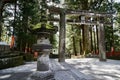 Traditional Japanese temple torii landscape at Nikko Japan