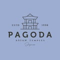 traditional japanese temples pagoda line art logo vector symbol illustration design