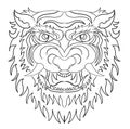 Tiger face sticker vector.Tiger head traditional tattoo.Tiger head vector isolate on white background. Royalty Free Stock Photo