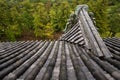 Traditional Japanese tiled roof, Matsue castle, Japan Royalty Free Stock Photo