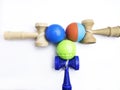 Colorful Kendama japanese toys, isolated on white, competition concept