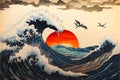 Traditional Japanese Wave water art