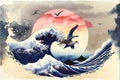 Traditional Japanese Wave water art