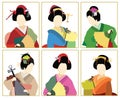 Traditional Japanese women in kimono style.