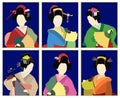 Traditional Japanese women in kimono style.