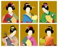 Traditional Japanese women in kimono style.