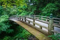 Traditional japanese wooden bridge in Nikko, Japan Royalty Free Stock Photo