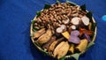 Traditional Javanese food in a bamboo basket