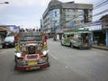 Traditional jeepney bus on the traffic