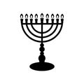 Traditional jewish candle holder, a burning Hannukkah menora symbol Royalty Free Stock Photo