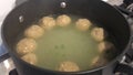 Traditional Jewish chicken soup Kneidlach Matzo Balls