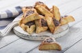 Traditional Jewish Hamantaschen cookies with dried apricots, dates. Purim celebration concept. ÃÂ¡arnival holiday background.