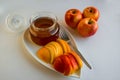 Traditional Jewish Holiday Rosh Hashanah with symbolic foods