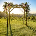 Traditional Jewish wedding with a wooden Chuppah Royalty Free Stock Photo