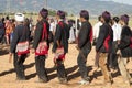 Traditional Jingpo Men at Dance Royalty Free Stock Photo
