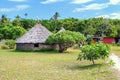Traditional Kanak houses on Ouvea Island,  Loyalty Islands, New Caledonia Royalty Free Stock Photo