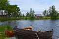 Traditional Karelian boats on the island of Kizhi