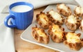 Traditional karelian pasties and cup of milk Royalty Free Stock Photo