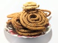 Traditional Karnataka snacks Chakali,murukku, Tea Time Snack Chakli, Chakali, Murukku, Muruku, Murkoo, Chakri, Chakli Royalty Free Stock Photo