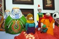Traditional Kazakh toys, made of felt, placed on a table